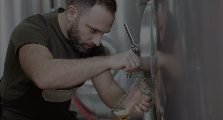 Brewer testing craft beverage